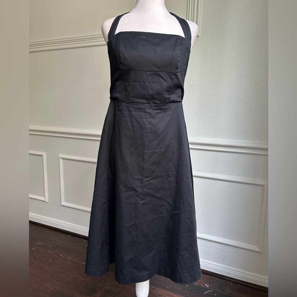 White House Black Market A-line Black Midi Halter Dress, Size 6